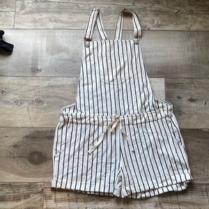 Striped striped overalls with drawstring